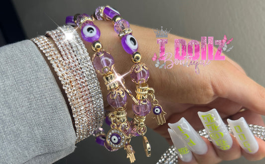 Purple Hamsa Gold Dangle