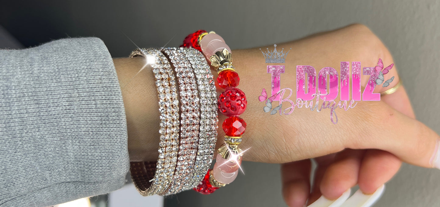 Red & Pink Beaded Bracelet